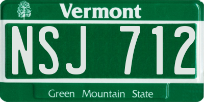 VT license plate NSJ712