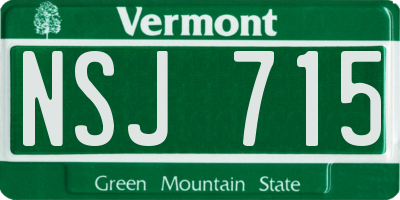 VT license plate NSJ715
