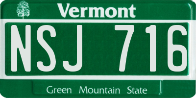 VT license plate NSJ716