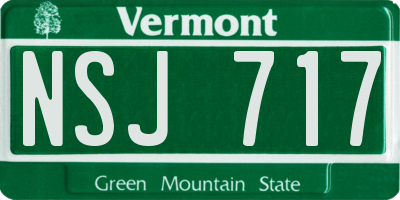 VT license plate NSJ717