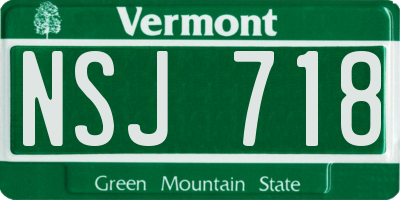 VT license plate NSJ718