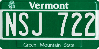 VT license plate NSJ722