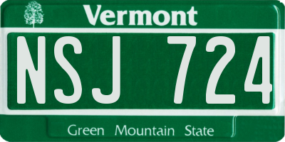 VT license plate NSJ724