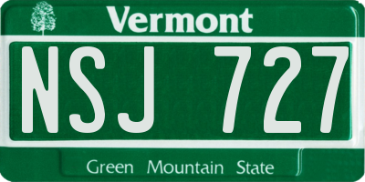 VT license plate NSJ727