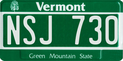 VT license plate NSJ730