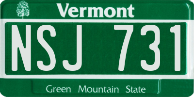 VT license plate NSJ731