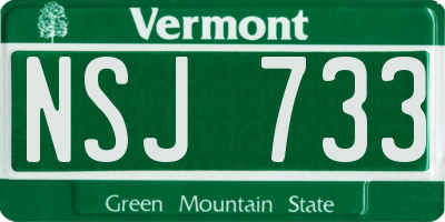 VT license plate NSJ733