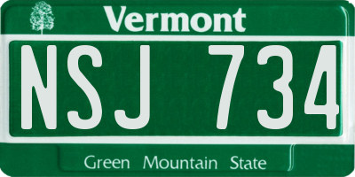 VT license plate NSJ734