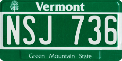 VT license plate NSJ736