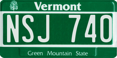 VT license plate NSJ740