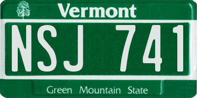 VT license plate NSJ741