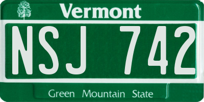 VT license plate NSJ742