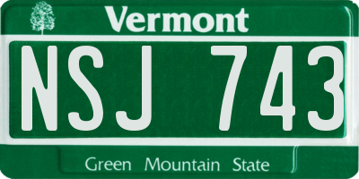 VT license plate NSJ743