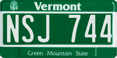 VT license plate NSJ744