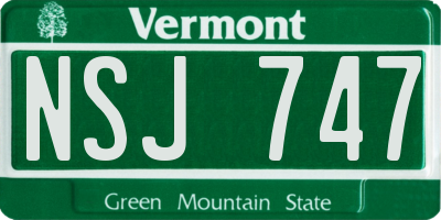 VT license plate NSJ747