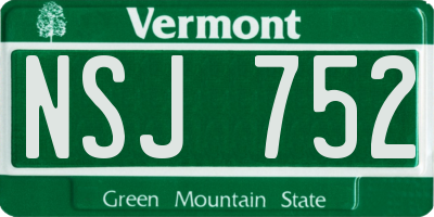 VT license plate NSJ752
