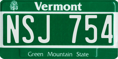 VT license plate NSJ754
