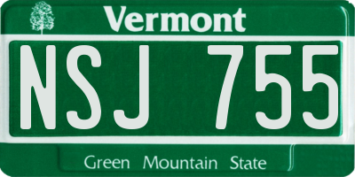 VT license plate NSJ755
