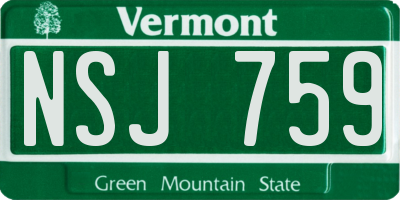 VT license plate NSJ759