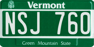 VT license plate NSJ760
