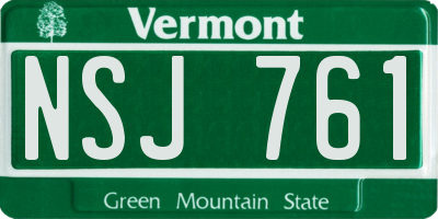 VT license plate NSJ761
