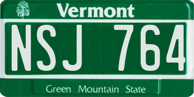 VT license plate NSJ764