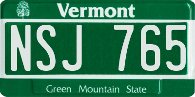 VT license plate NSJ765