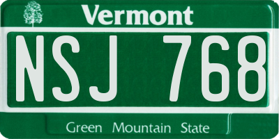 VT license plate NSJ768