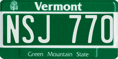 VT license plate NSJ770