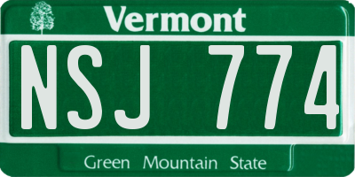 VT license plate NSJ774