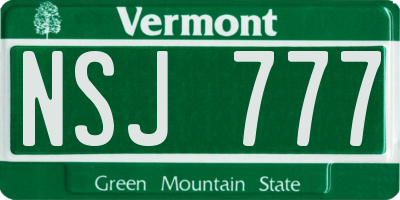 VT license plate NSJ777