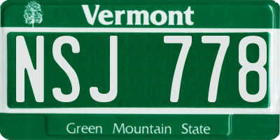 VT license plate NSJ778