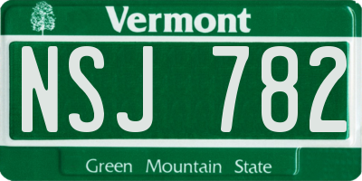 VT license plate NSJ782