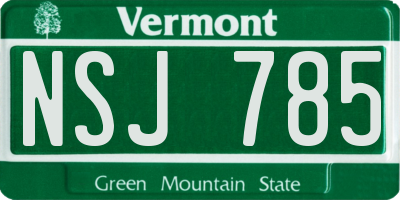 VT license plate NSJ785
