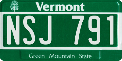 VT license plate NSJ791