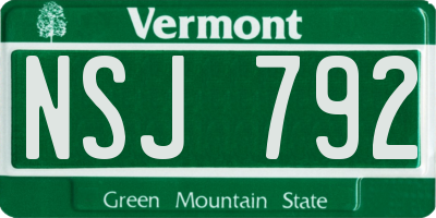 VT license plate NSJ792