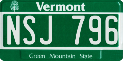 VT license plate NSJ796