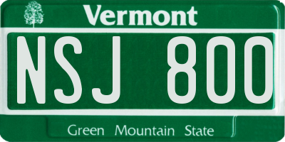VT license plate NSJ800