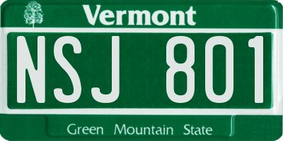 VT license plate NSJ801