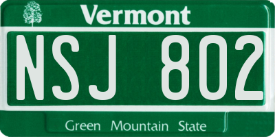 VT license plate NSJ802