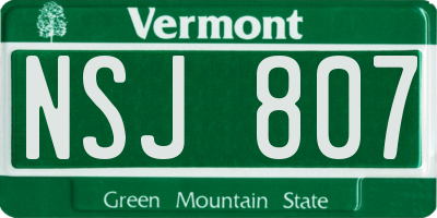 VT license plate NSJ807