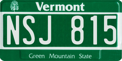 VT license plate NSJ815