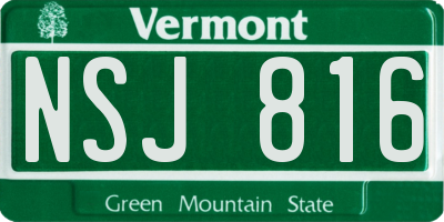 VT license plate NSJ816