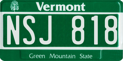 VT license plate NSJ818