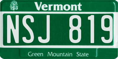 VT license plate NSJ819