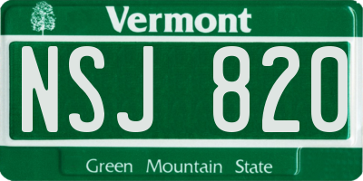VT license plate NSJ820
