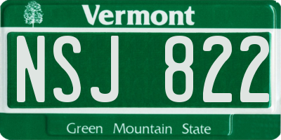 VT license plate NSJ822