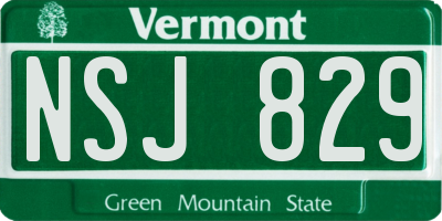 VT license plate NSJ829