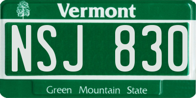 VT license plate NSJ830