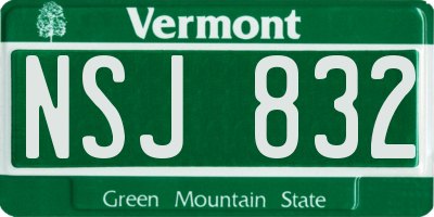 VT license plate NSJ832